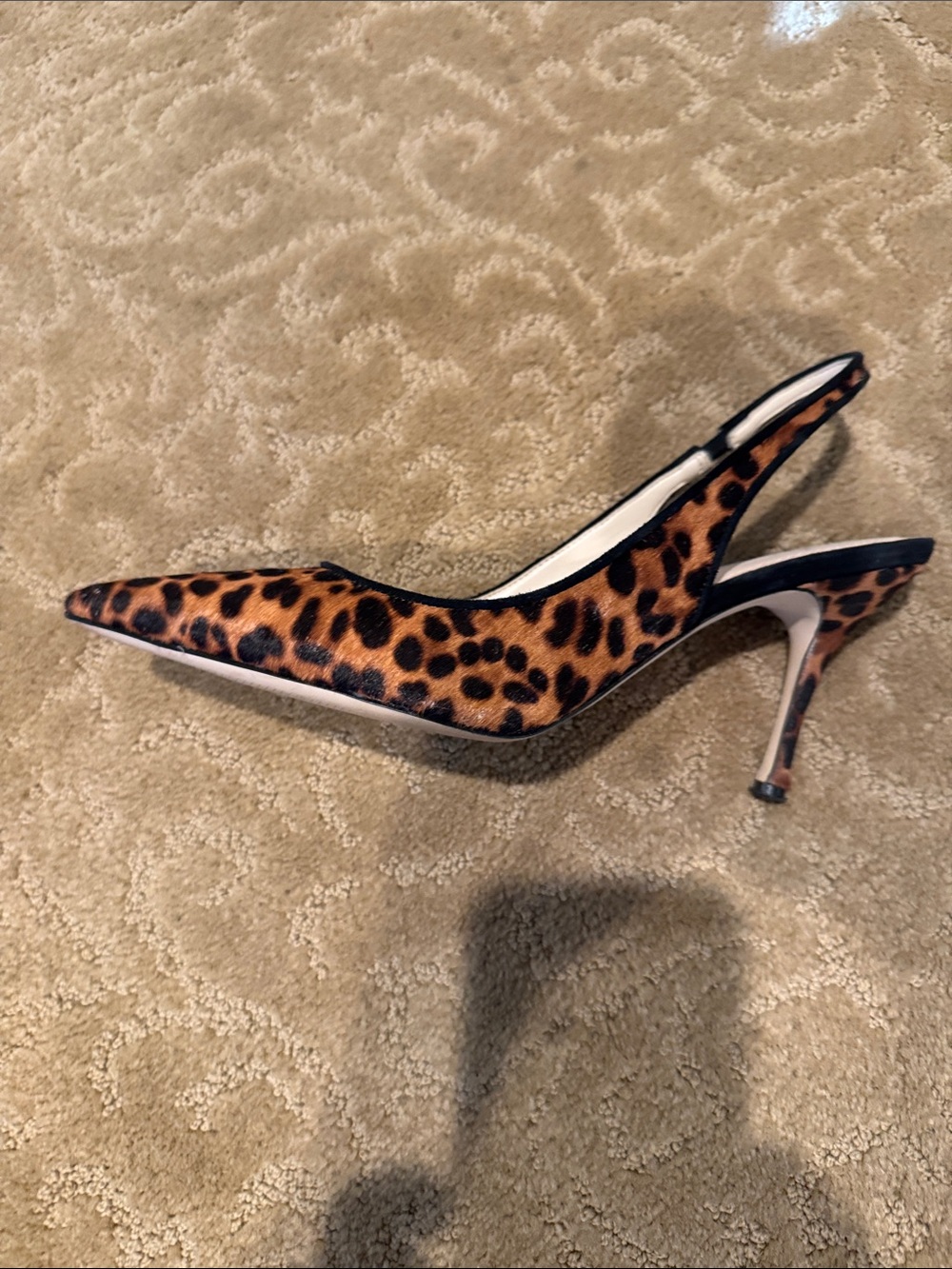 Marc Fisher Leopard-Print Slingback Heels in Tan and Black